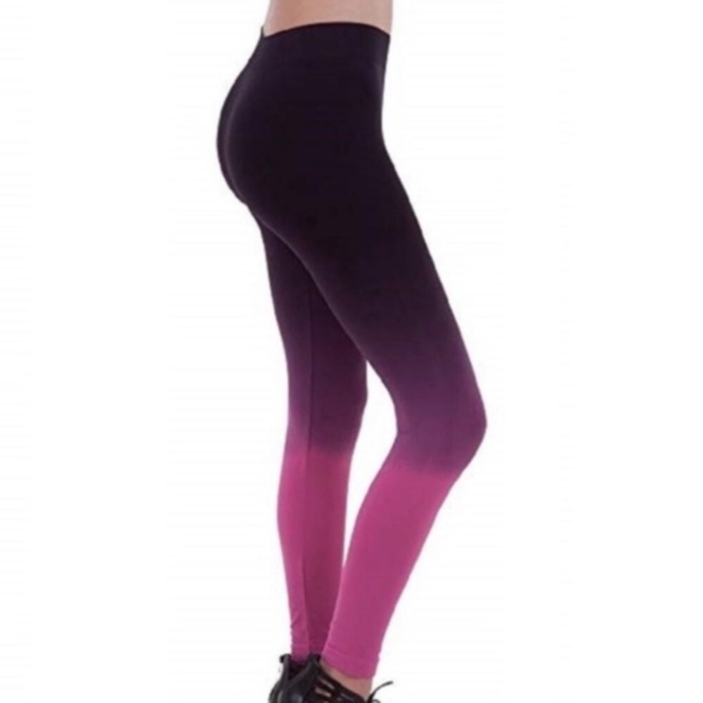 Ombre Leggings Black NEW Pink Purple Medium Large